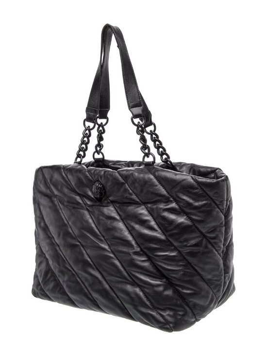 Kurt Geiger Handbags - KURT GEIGER LARGE BLACK QUILTED TOTE/SHOULDER BAG ZIP CLOSURE CHAIN ACCENTS
